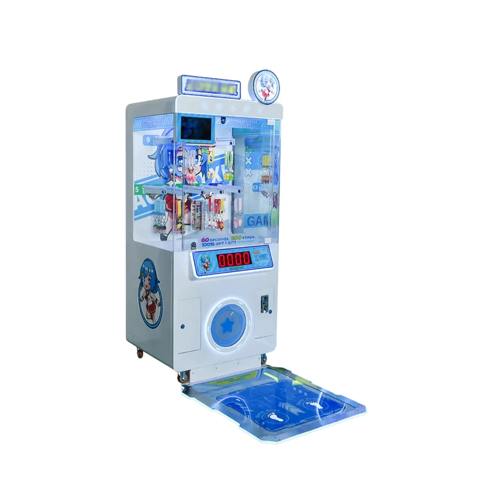 GAMEON Step Challenge Prize Machine - Interactive Footstep Arcade Game with QR Payment, Digital Score Display & Random Rewards for Kids Entertainment Venues - White