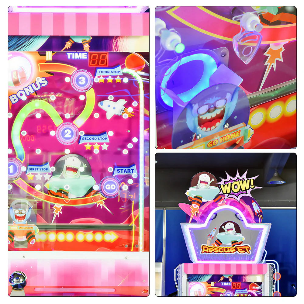 GAMEON Space Rescue Arcade Machine - Coin Operated Ticket Game with Spaceship Control, Interactive Challenge & Prize Rewards for Kids Entertainment Venues - White - Image 3