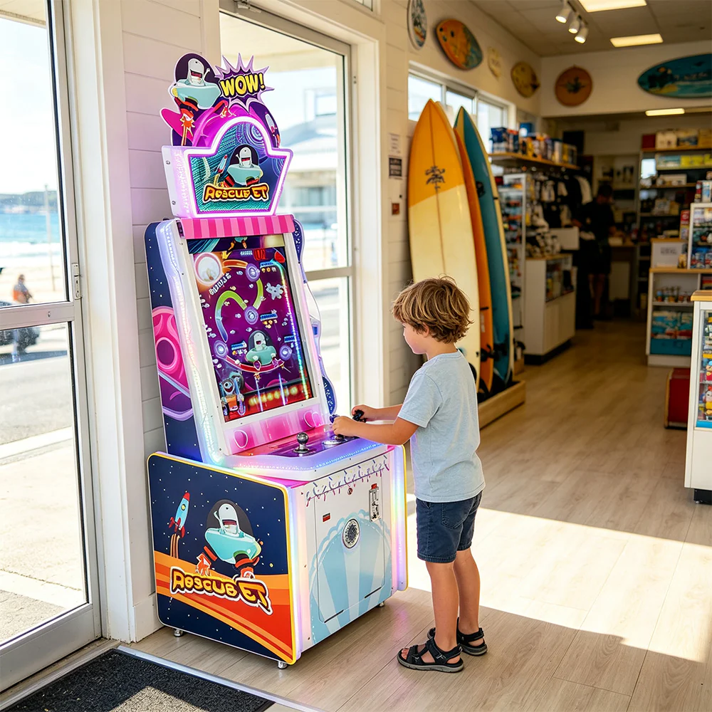 GAMEON Space Rescue Arcade Machine - Coin Operated Ticket Game with Spaceship Control, Interactive Challenge & Prize Rewards for Kids Entertainment Venues - White - Image 6