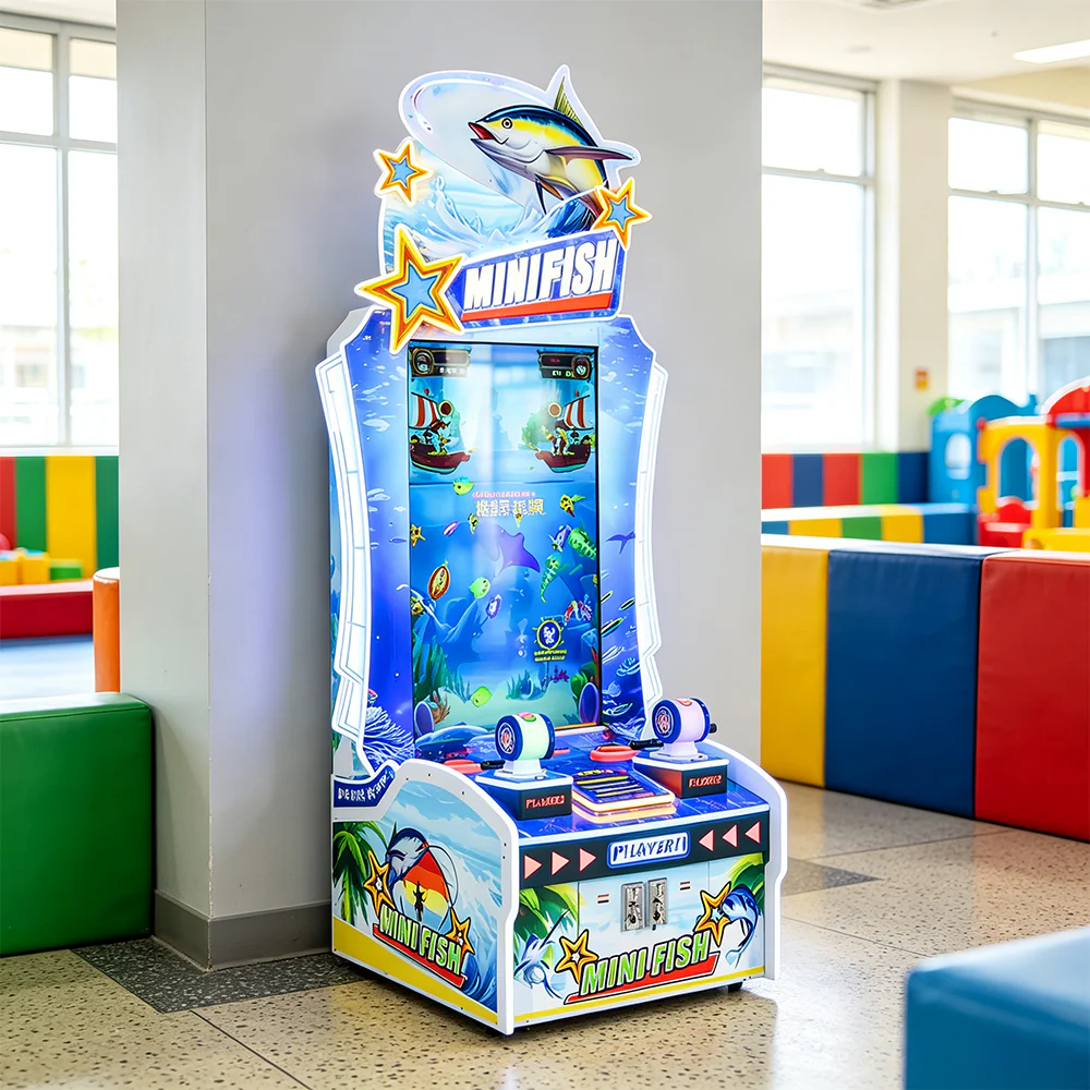 GAMEON Vertical Fishing Arcade Machine - Coin Operated Fishing Game with Dual Player Controls, LCD Display & Ticket Rewards for Kids Entertainment Venues - White - Image 2