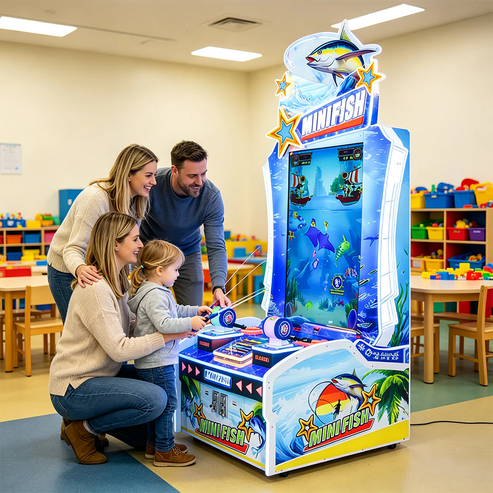 GAMEON Vertical Fishing Arcade Machine - Coin Operated Fishing Game with Dual Player Controls, LCD Display & Ticket Rewards for Kids Entertainment Venues - White - Image 6