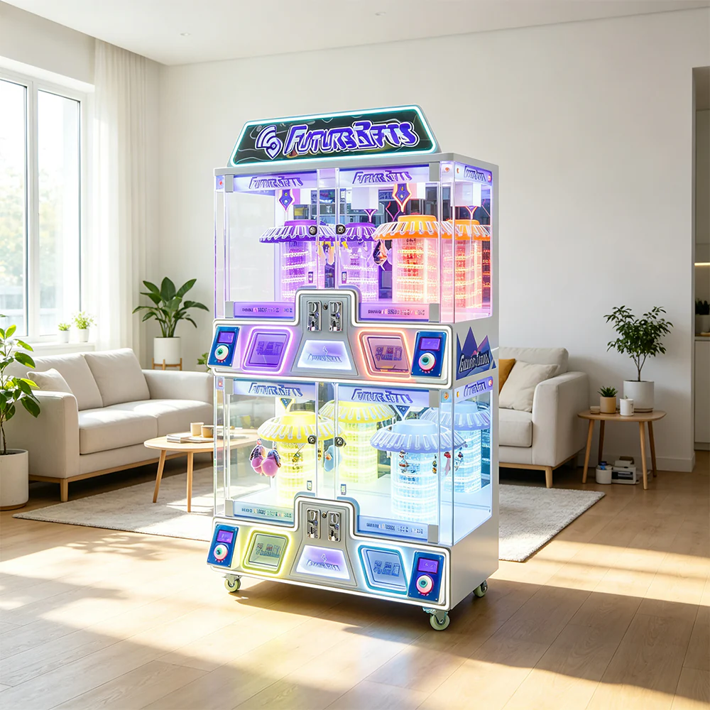 GAMEON Future Claw Machine - Four Player Coin Operated Arcade Prize Game with Mechanical Claw, LED Lights & Gift Display for Entertainment Venues - White - Image 2