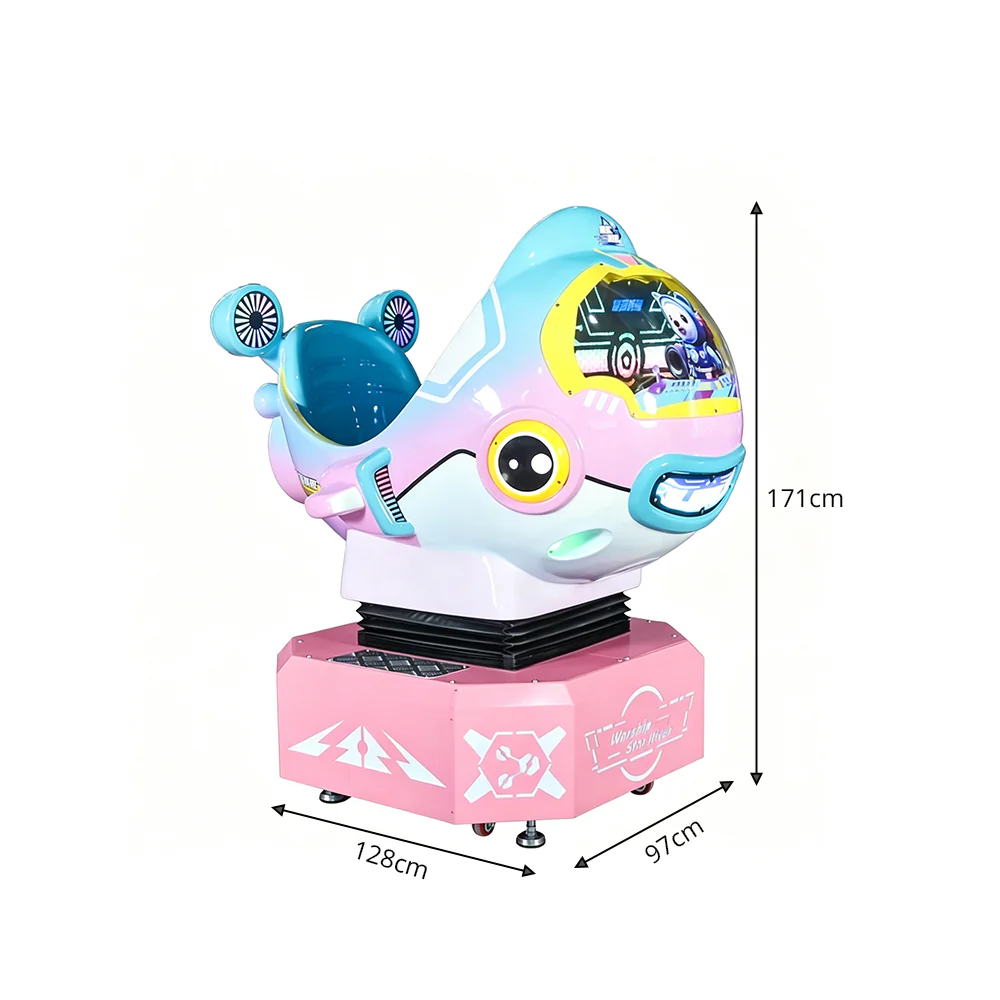 GAMEON Galaxy Battleship Rocking Ride Machine - Coin Operated Kids Arcade Game with Interactive Space Theme & Fun Riding Experience - Pink - Image 7