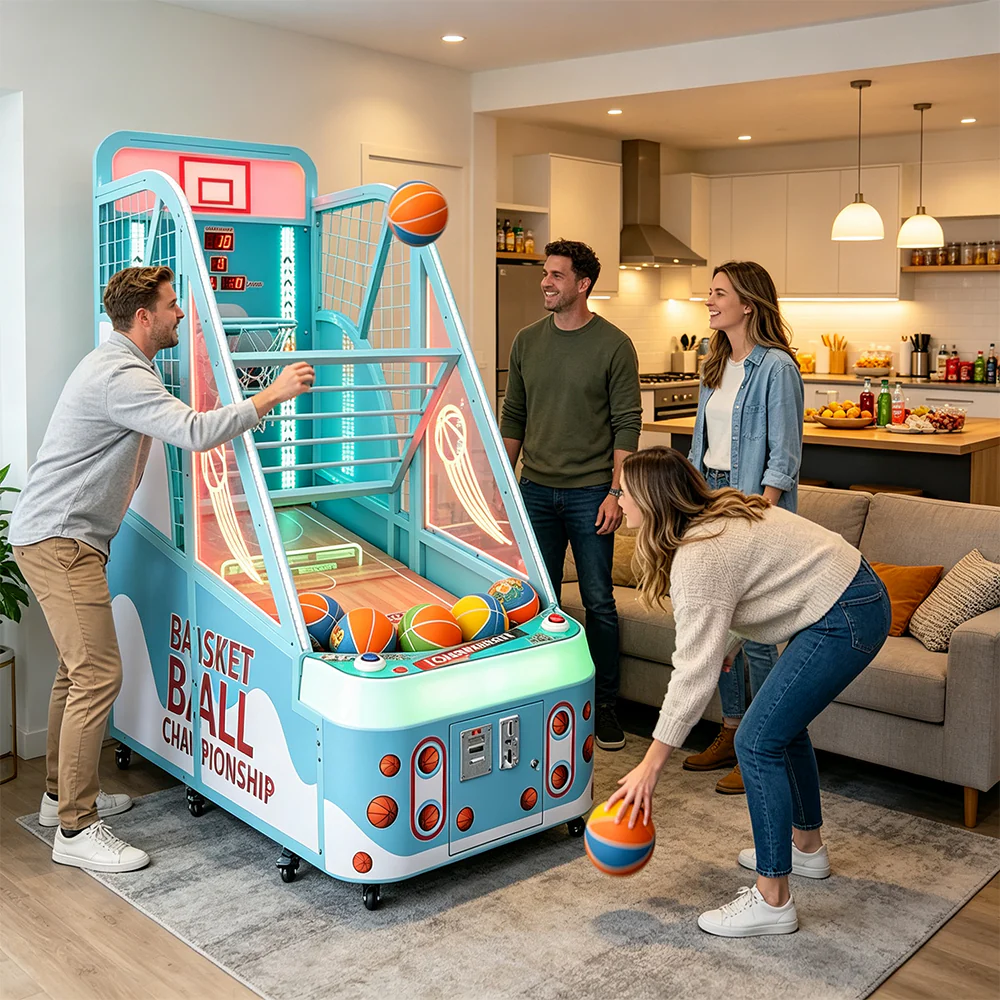 GAMEON Kids Basketball Arcade Machine - Coin Operated Shooting Game with LCD Display, Score Challenge & Interactive Family Entertainment Experience - Blue - Image 6