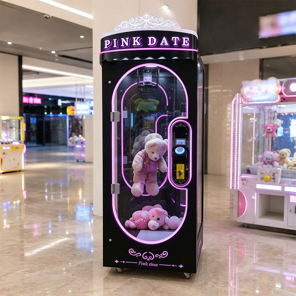 GAMEON Pink Time Scissor Prize Machine - Coin Operated Claw Game with Interactive Cutting Challenge & Plush Toy Reward Experience - Black - Image 5