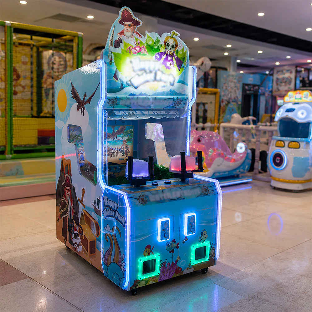 GAMEON Happy Water Park Shooting Arcade Machine - Coin Operated Dual Player Water Gun Game with 26" Display & Interactive Family Entertainment Experience - Blue - Image 2