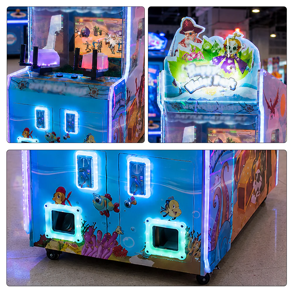 GAMEON Happy Water Park Shooting Arcade Machine - Coin Operated Dual Player Water Gun Game with 26" Display & Interactive Family Entertainment Experience - Blue - Image 3