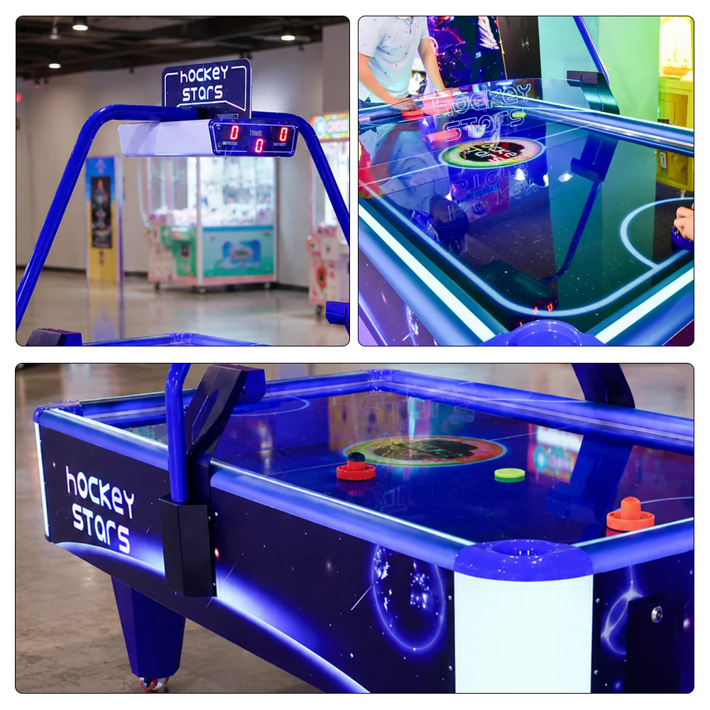 GAMEON Star Air Hockey Table - Coin Operated Two Player Arcade Game with LED Lights, Score Display & Interactive Hockey Battle Experience - Blue - Image 3