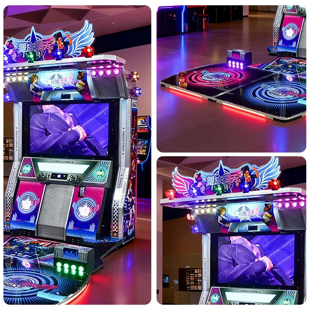 GAMEON Dance Arcade Machine 47" HD Screen Music Rhythm Game LED Neon Lights - Purple - Image 3