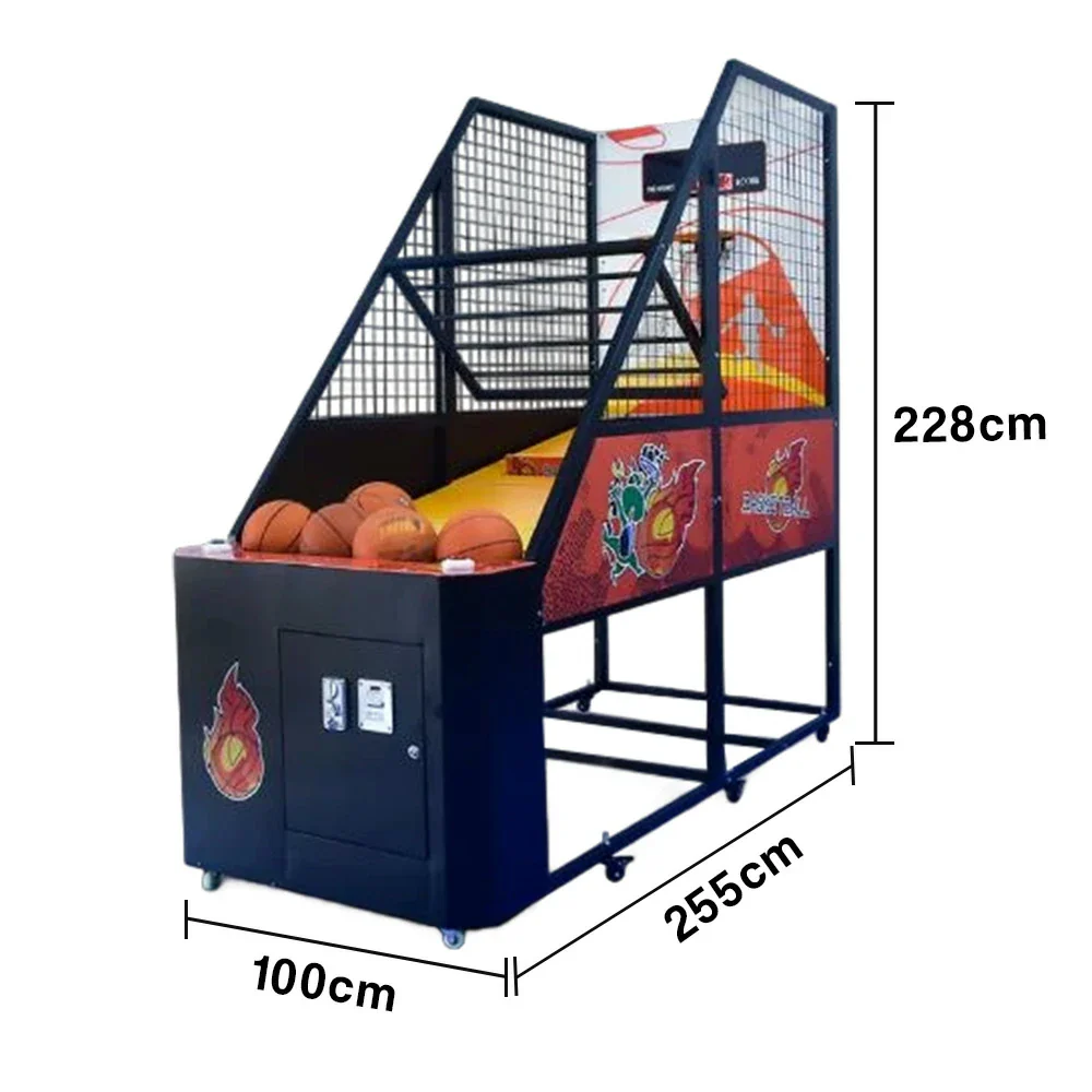 GAMEON Basketball Arcade Machine Metal Hoop LED Scoring Display Automatic Ball Return Durable Frame - Black - Image 5