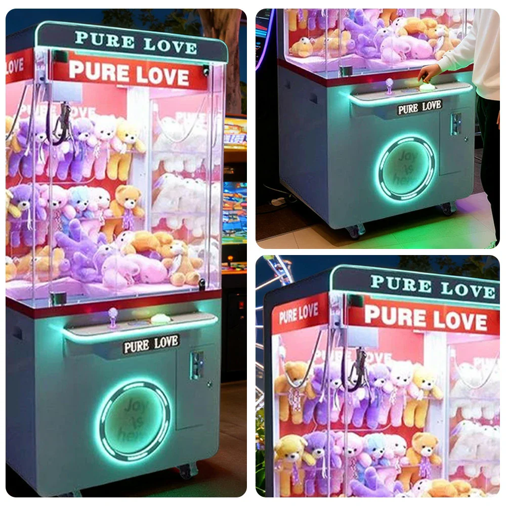 GAMEON Pure Love Claw Machine Coin Operated Prize Catcher LED Lighting Plush Toy Cabinet Arcade Entertainment Design - Green - Image 3