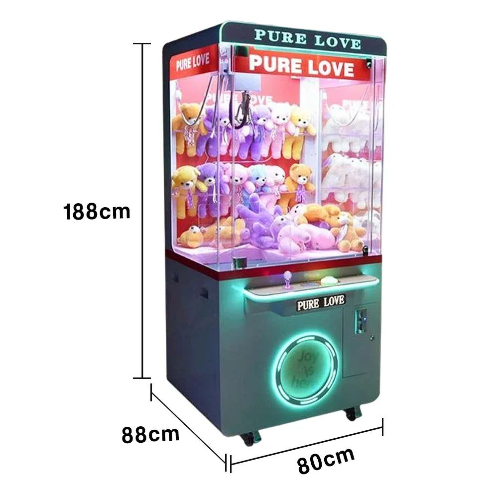 GAMEON Pure Love Claw Machine Coin Operated Prize Catcher LED Lighting Plush Toy Cabinet Arcade Entertainment Design - Green - Image 5