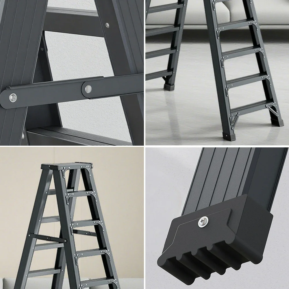 GROVIA 7/8/10-Step Aluminium Folding Ladder - 14.5cm Thick, 15cm Wide Pedal, Anti-Slip Feet - Purple - Image 13