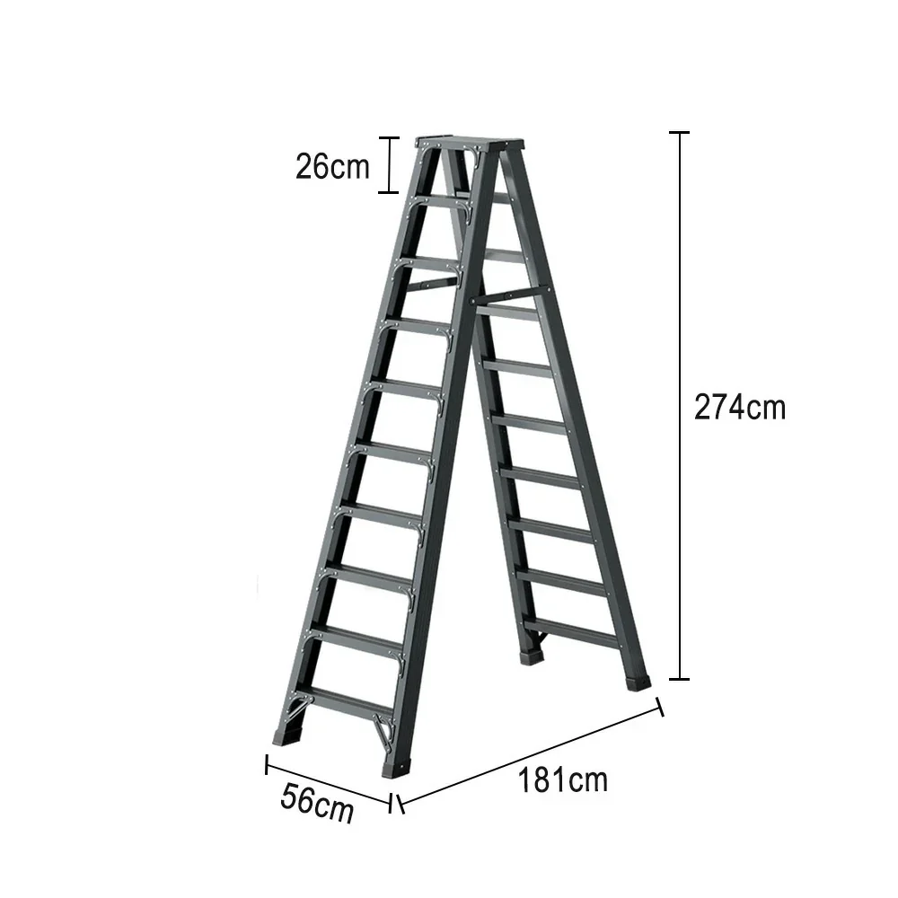 GROVIA 7/8/10-Step Aluminium Folding Ladder - 14.5cm Thick, 15cm Wide Pedal, Anti-Slip Feet - Purple - Image 15