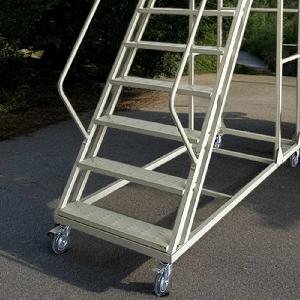 GROVIA 300cm Platform Height  12-step Ladder With Wheels Warehouse Staircase - Image 3