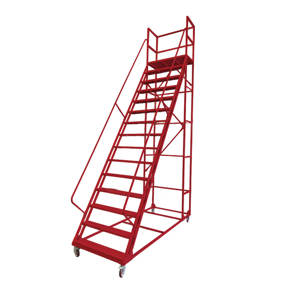 GROVIA 350cm Platform Height 14-step Ladder With Wheels Warehouse Staircase - Image 6