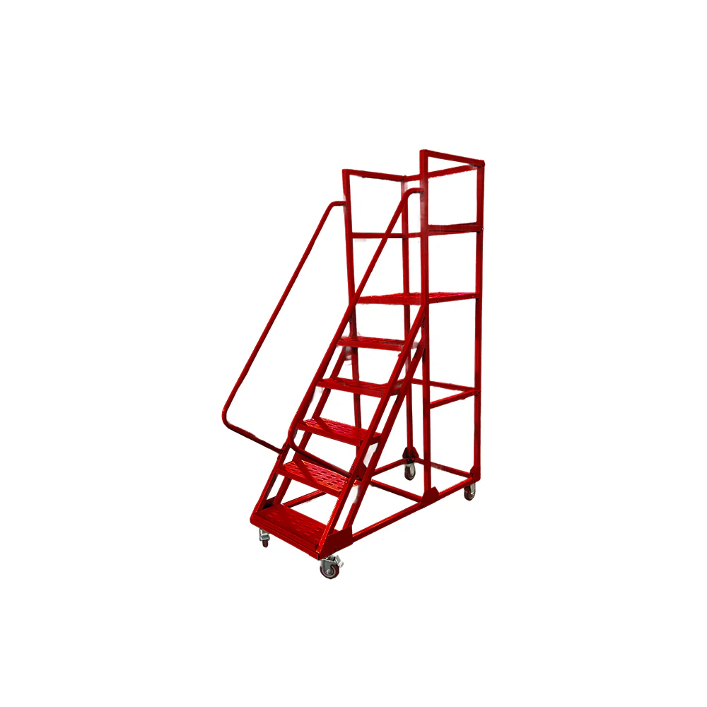 GROVIA 150cm Platform Height 6-step Ladder With Wheels Warehouse Staircase - Image 6