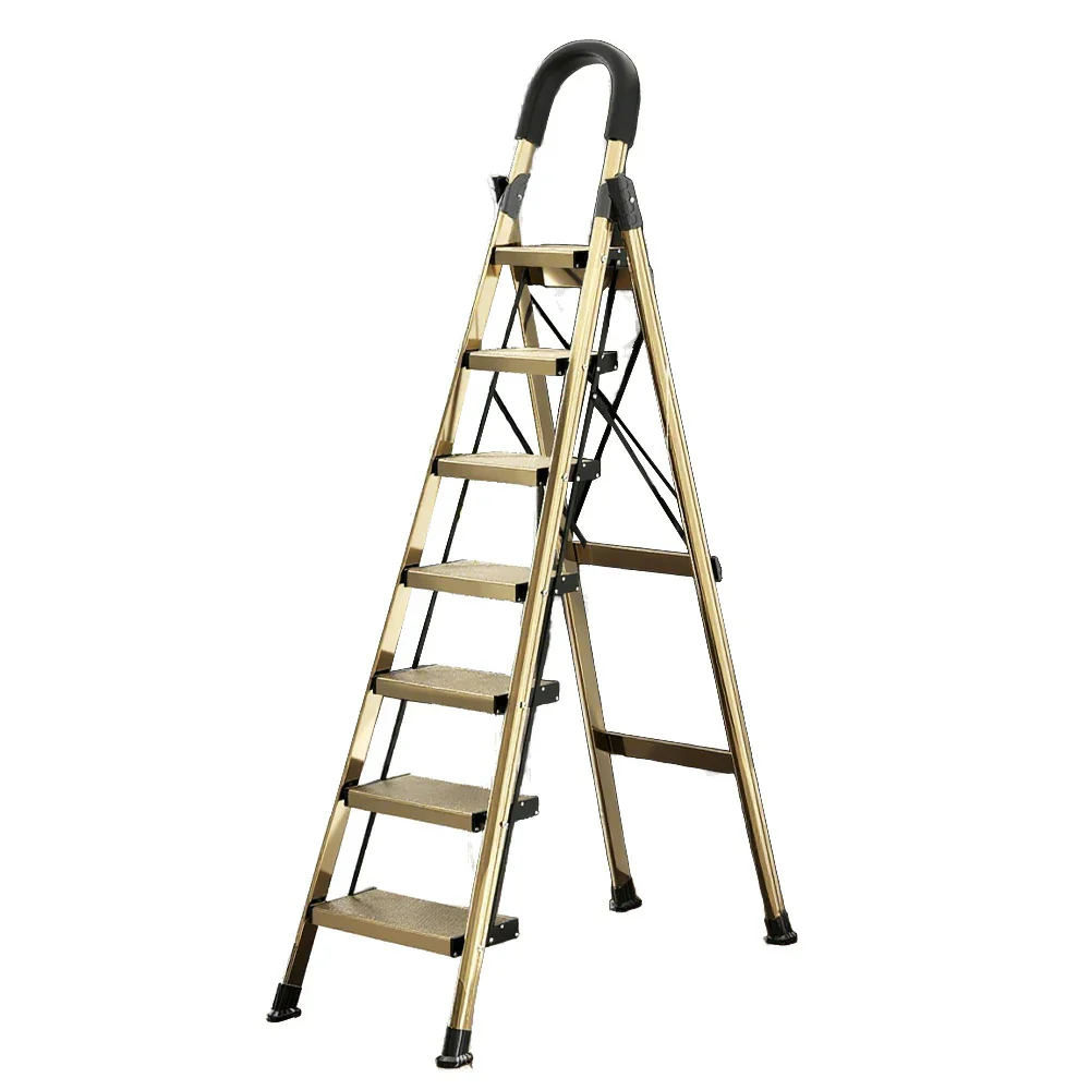 GROVIA 5/6/7 Step Lightweight Aluminum Alloy Folding Ladder, Extra-Wide 20cm Pedals, X-Shaped Support, Anti-Slip Design - Image 10