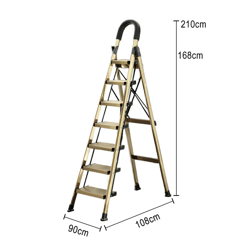GROVIA 5/6/7 Step Lightweight Aluminum Alloy Folding Ladder, Extra-Wide 20cm Pedals, X-Shaped Support, Anti-Slip Design - Image 13