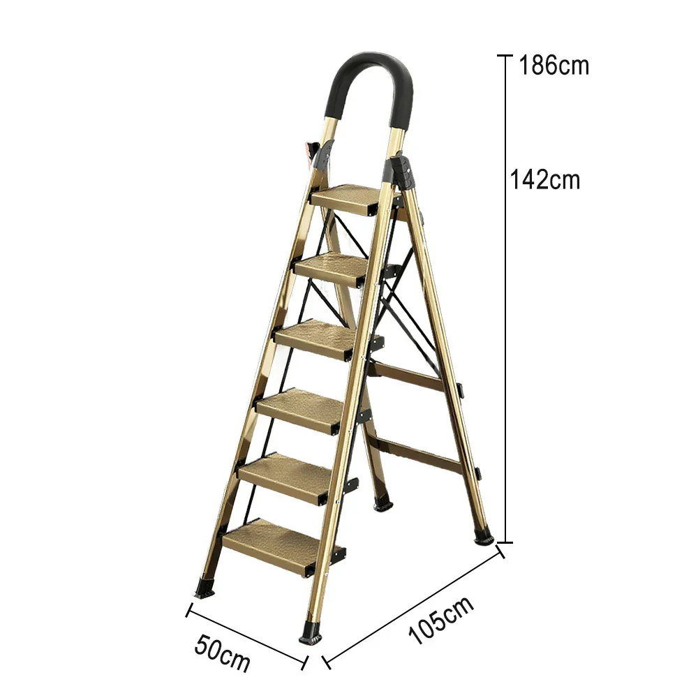 GROVIA 5/6/7 Step Lightweight Aluminum Alloy Folding Ladder, Extra-Wide 20cm Pedals, X-Shaped Support, Anti-Slip Design - Image 9