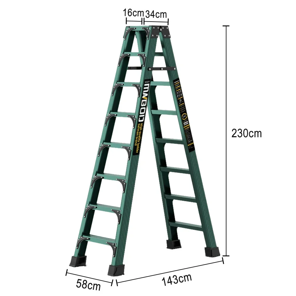 GROVIA 6/7/8/10 Step Folding Ladder, Triangular Support, Anti-Slip Pedals, Stabilizing Rod, Durable & Portable Design - Green - Image 13