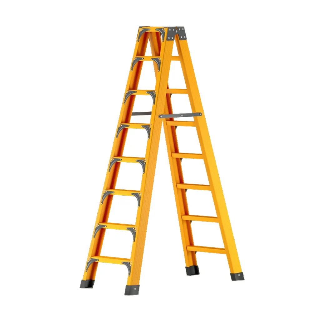 GROVIA 6/7/8/10 Step Folding Ladder, Triangular Support, Anti-Slip Pedals, Stabilizing Rod, Durable & Portable Design - Yellow - Image 10