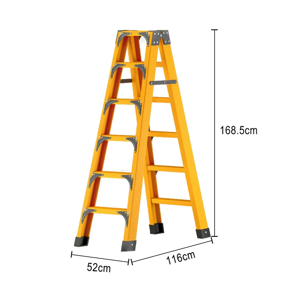 GROVIA 6/7/8/10 Step Folding Ladder, Triangular Support, Anti-Slip Pedals, Stabilizing Rod, Durable & Portable Design - Yellow - Image 5