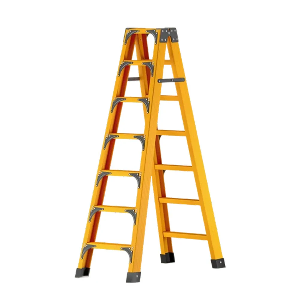 GROVIA 6/7/8/10 Step Folding Ladder, Triangular Support, Anti-Slip Pedals, Stabilizing Rod, Durable & Portable Design - Yellow - Image 6