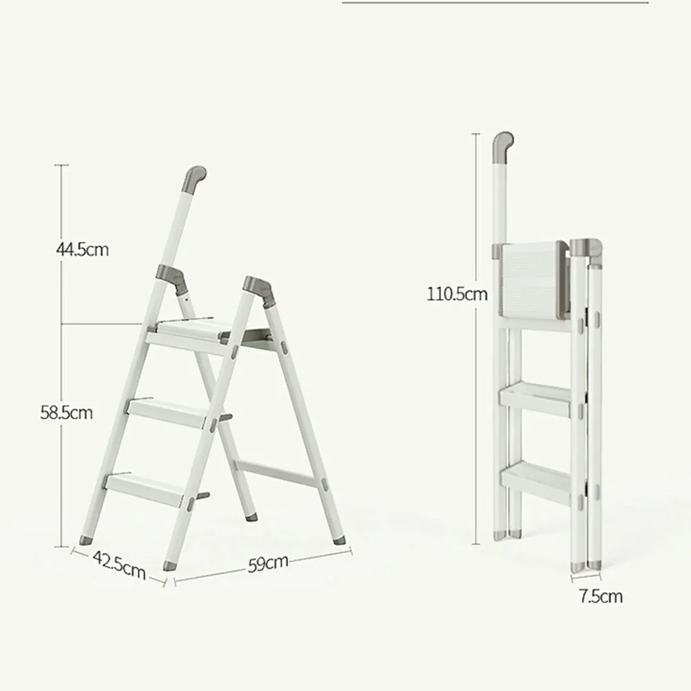 GROVIA LIVARA 3-Step Folding Ladder - Lightweight Aluminium, Space-Saving - Green - Image 6