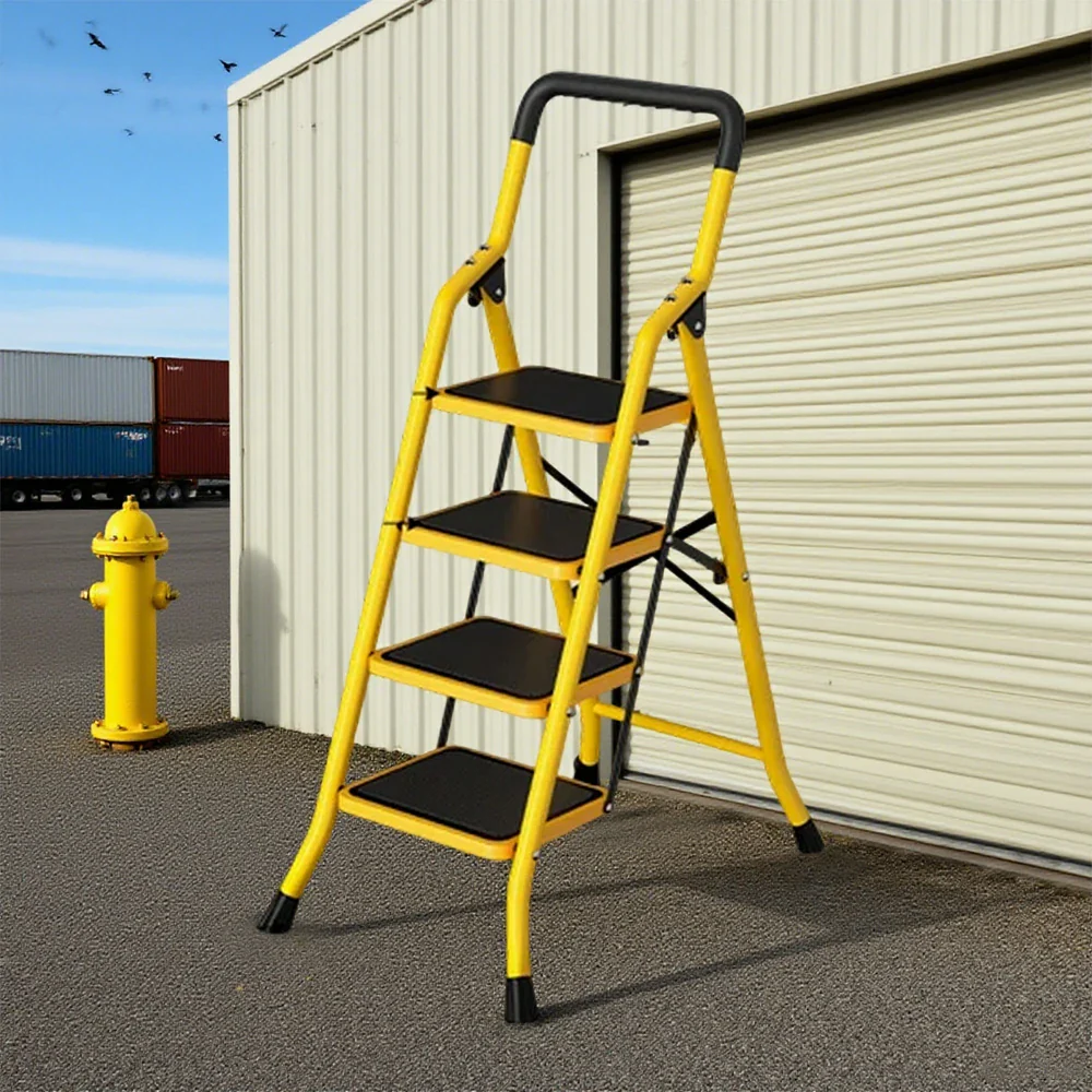 GROVIA 4/5/6 Step Folding Ladder, Aerospace-Grade Aluminum, Anti-Slip Extra-Wide Pedals, Rustproof & Durable Design - Image 4