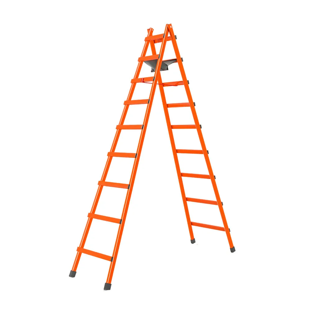 GROVIA 7/8/9-Step Carbon Steel Walking Ladder - Built-in Canvas Tool Bag, Stable Structure - Orange - Image 11