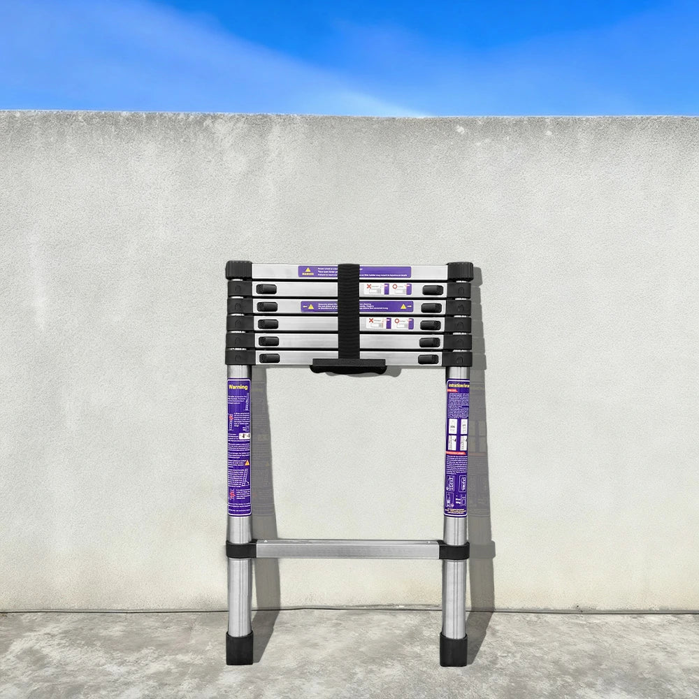 GROVIA Stainless Steel Telescopic Ladder 6/7/8 Step - Anti-Slip Base, Reinforced Frame, Foldable & Portable Design - Image 9