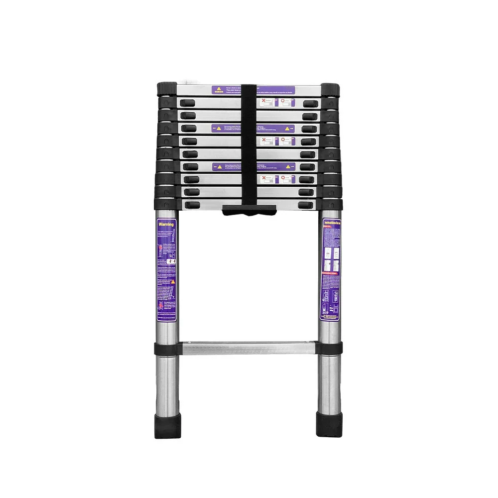 GROVIA Stainless Steel Telescopic Ladder 9/10/11 Step - Anti-Slip Base, Reinforced Frame, Foldable & Portable Design - Image 11