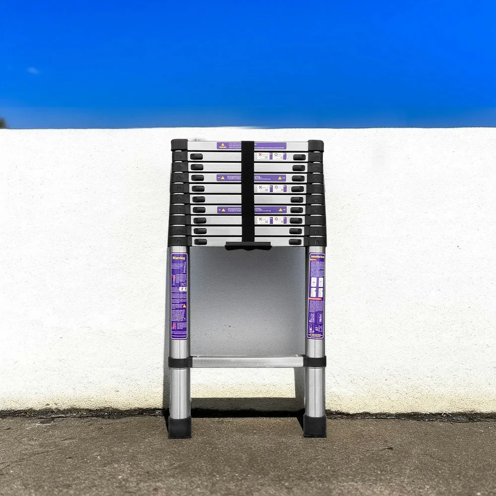 GROVIA Stainless Steel Telescopic Ladder 9/10/11 Step - Anti-Slip Base, Reinforced Frame, Foldable & Portable Design - Image 12