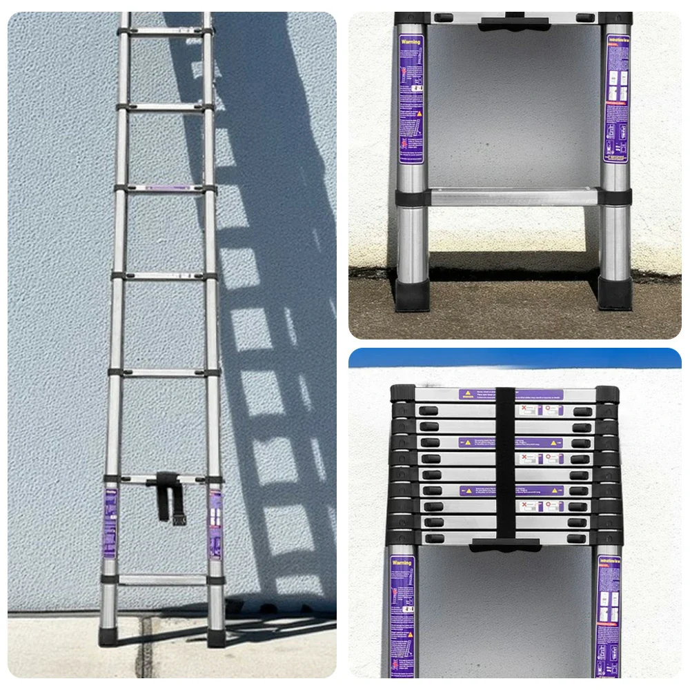 GROVIA Stainless Steel Telescopic Ladder 9/10/11 Step - Anti-Slip Base, Reinforced Frame, Foldable & Portable Design - Image 13