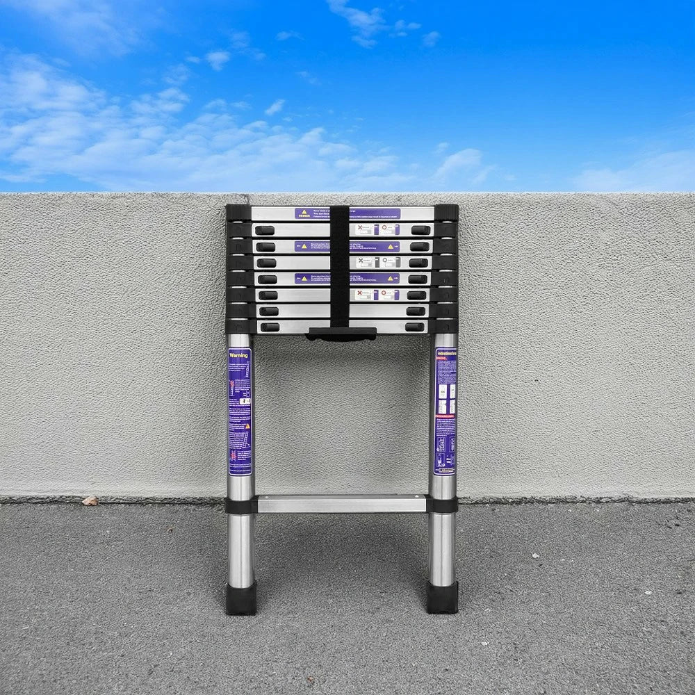 GROVIA Stainless Steel Telescopic Ladder 9/10/11 Step - Anti-Slip Base, Reinforced Frame, Foldable & Portable Design - Image 2