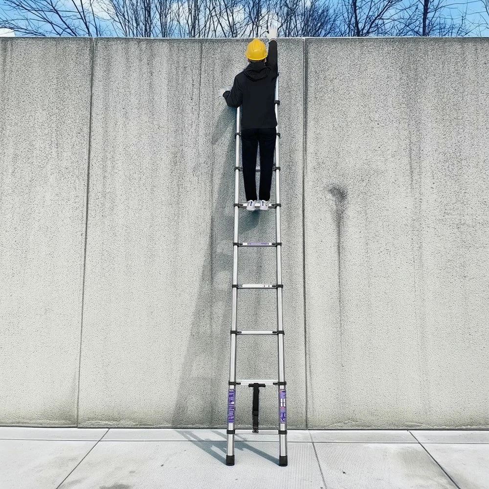 GROVIA Stainless Steel Telescopic Ladder 9/10/11 Step - Anti-Slip Base, Reinforced Frame, Foldable & Portable Design - Image 4