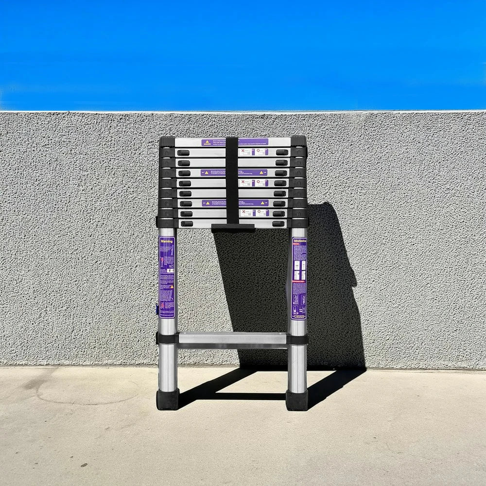 GROVIA Stainless Steel Telescopic Ladder 9/10/11 Step - Anti-Slip Base, Reinforced Frame, Foldable & Portable Design - Image 7