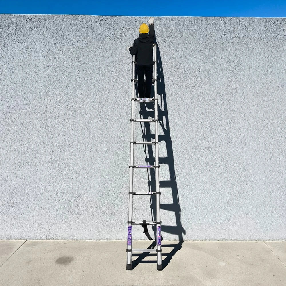 GROVIA Stainless Steel Telescopic Ladder 9/10/11 Step - Anti-Slip Base, Reinforced Frame, Foldable & Portable Design - Image 9