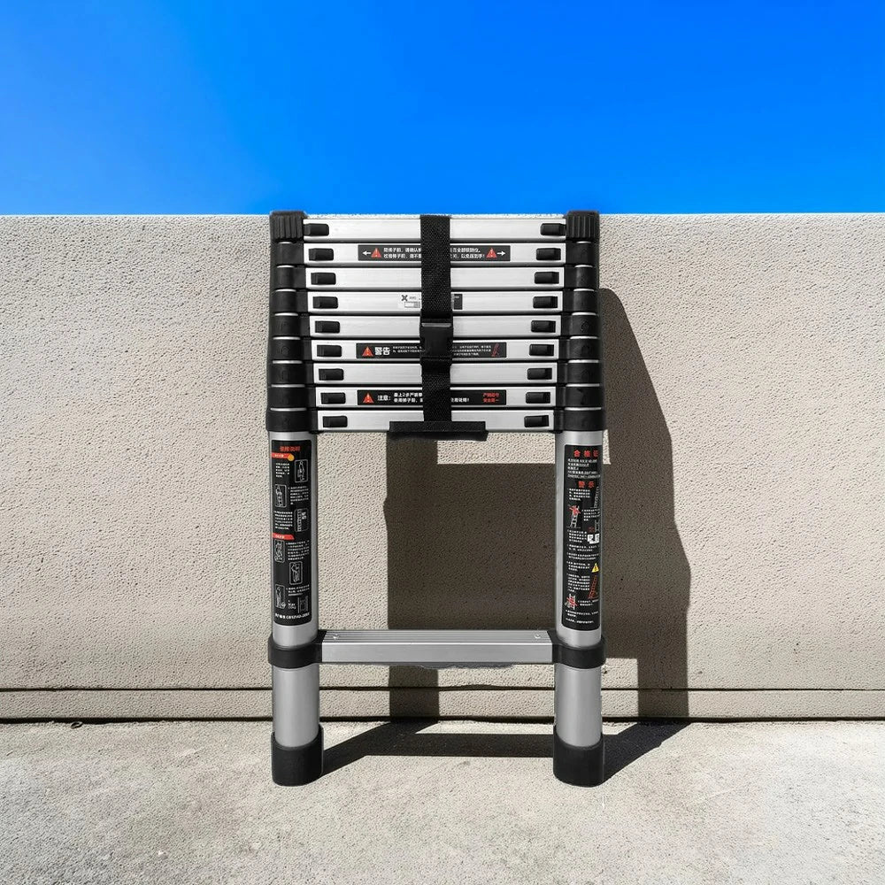 GROVIA Aluminium Telescopic Ladder 10/11 Step - Lightweight, Anti-Slip Base, Foldable & Space-Saving Design - Image 2