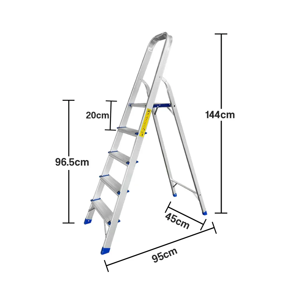 GROVIA Aluminium Step Ladder with Handrail 3/4/5 Step - Wide Anti-Slip Pedals, Foldable & Space-Saving Design - Image 15
