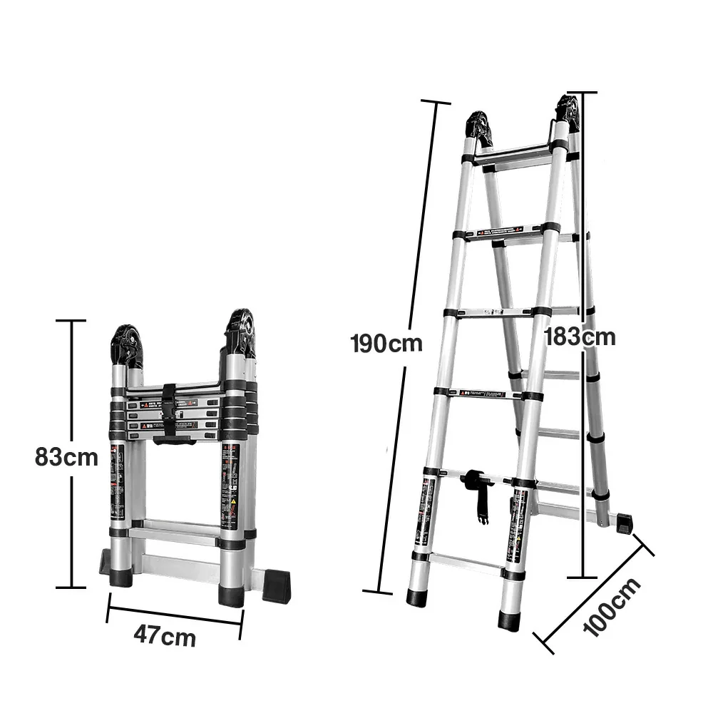 GROVIA Aluminium Multi-Purpose Joint Ladder 5/6/7 Step - Heavy-Duty, Anti-Slip, Foldable & Space-Saving Design - Image 10