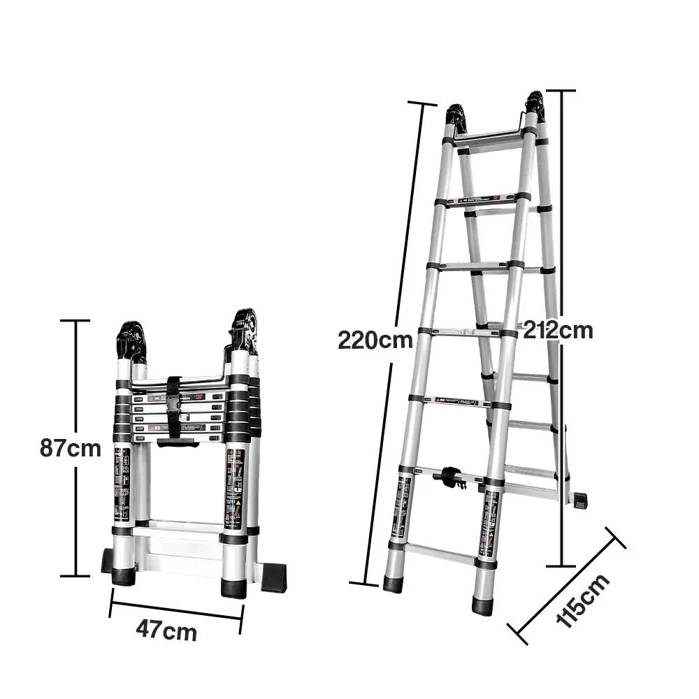 GROVIA Aluminium Multi-Purpose Joint Ladder 5/6/7 Step - Heavy-Duty, Anti-Slip, Foldable & Space-Saving Design - Image 15