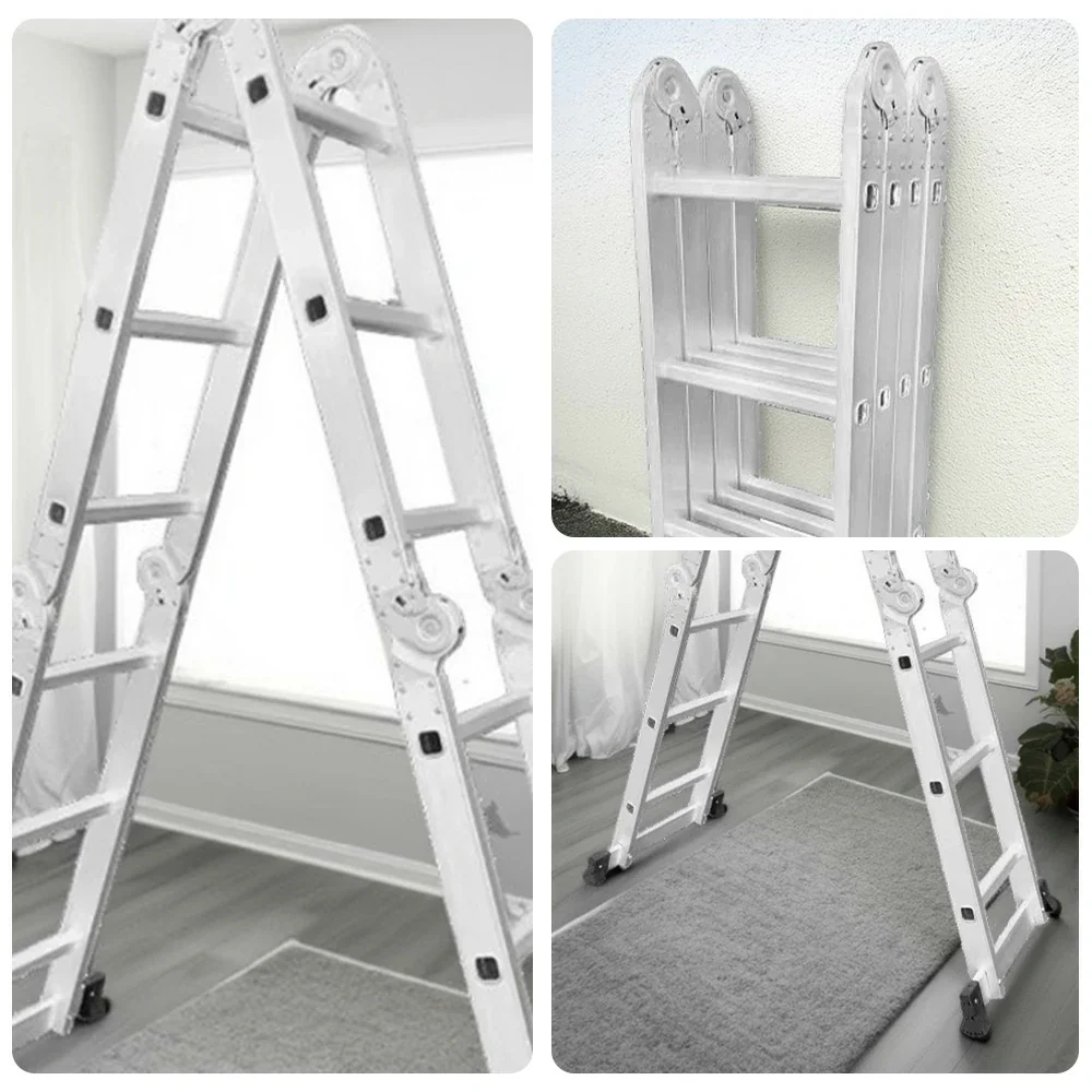GROVIA 6-Step Dual-Use Folding Ladder Heavy-Duty Aluminum with Auto-Lock System & Wide Non-Slip Feet - Image 3
