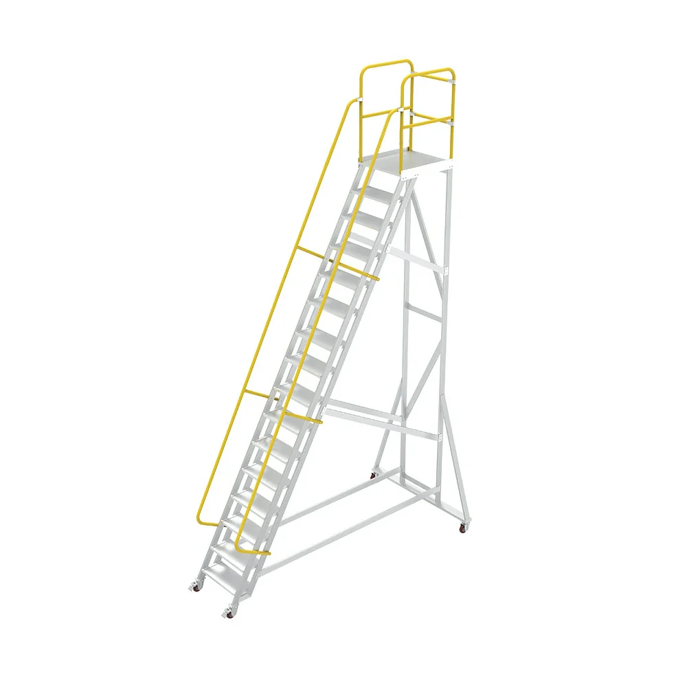 GROVIA Aluminium Platform Ladder 14/16/18 Step - Heavy-Duty Safety Rail, Anti-Slip Steps & Lockable Wheels - Image 6