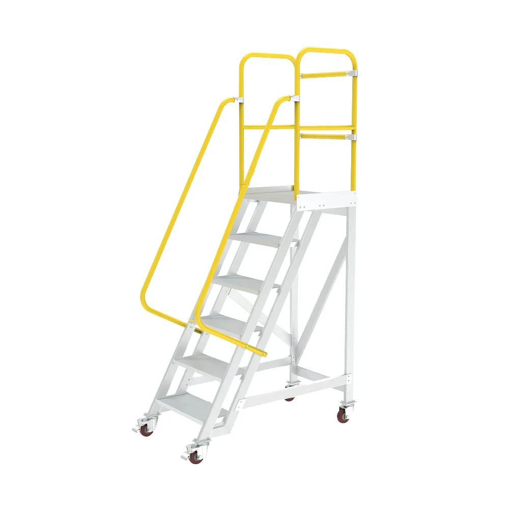 GROVIA Aluminium Platform Ladder 5/6/7 Step - Heavy-Duty Safety Rail, Anti-Slip Steps & Lockable Wheels - Image 6