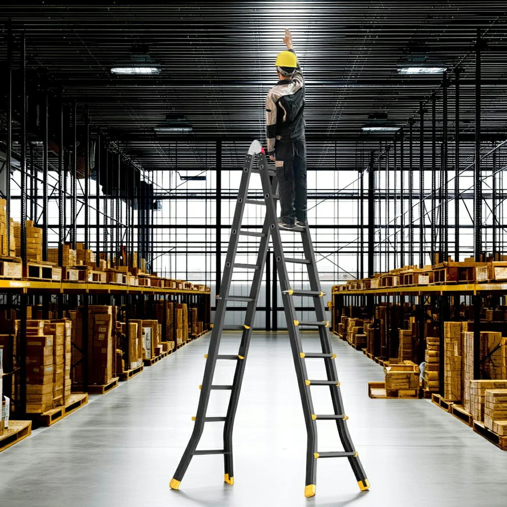 GROVIA 4/5/6 Step Carbon Steel Folding Ladder - 26cm Wide Pedals, Anti-Slip Feet, 7cm Slim Fold - Black - Image 7
