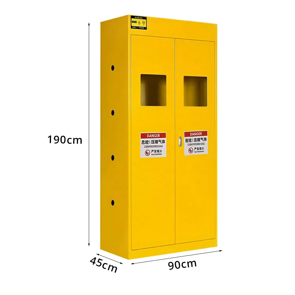 GROVIA Double Gas Cylinder Storage Cabinet No Alarm Safety Locker for Workshop - Yellow - Image 6
