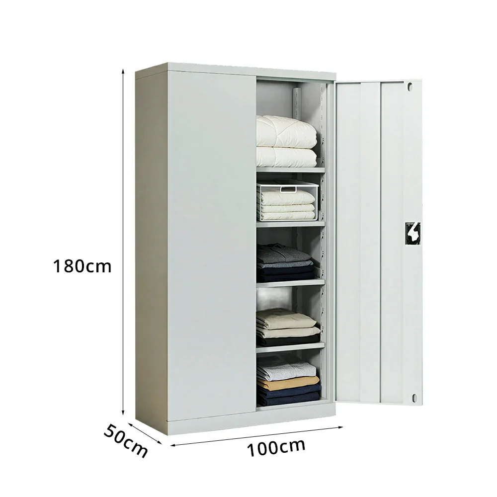 GROVIA 5-Tier Thickened Steel Storage Cabinet 100cm Wide for Bedroom Garage & Utility Storage - Grey - Image 6