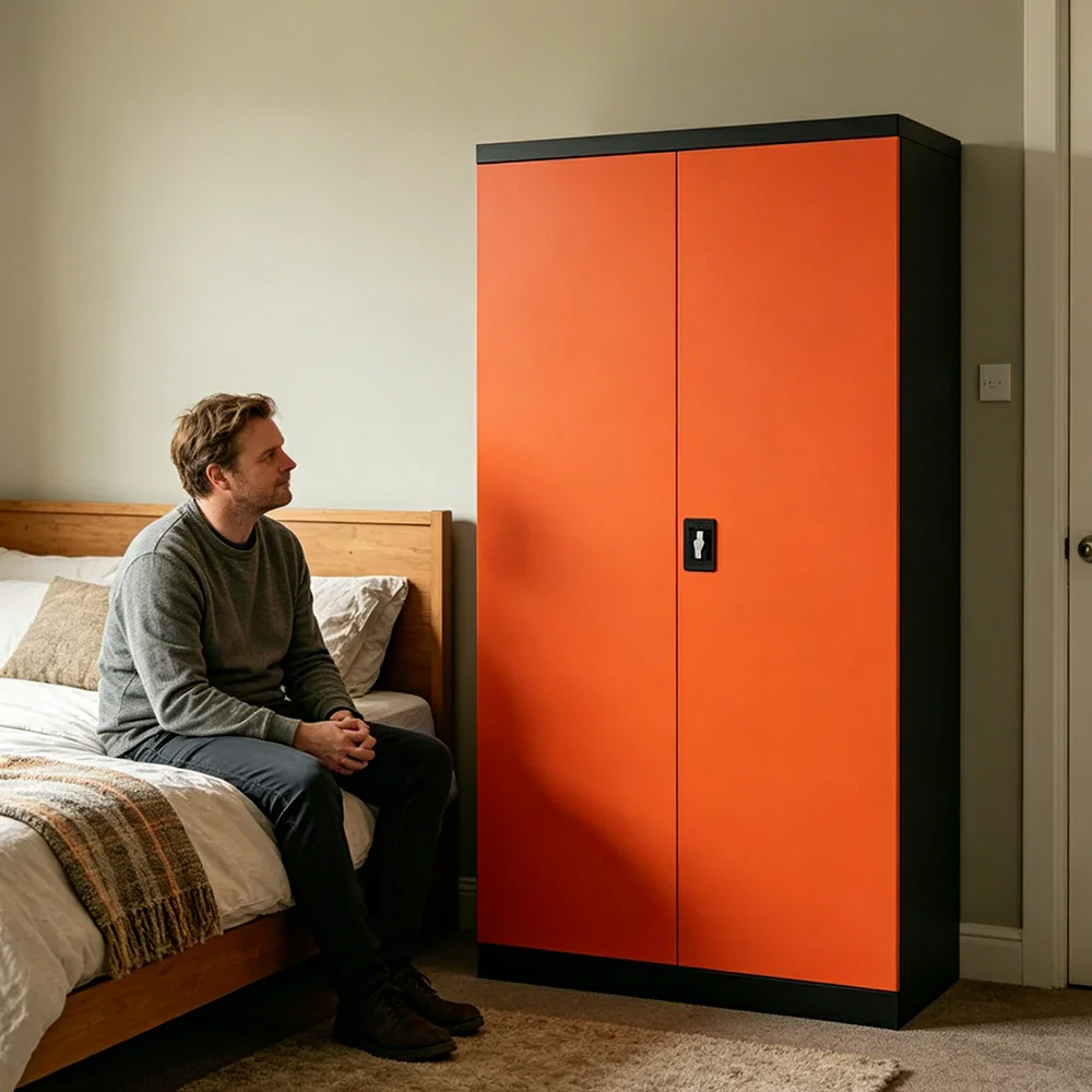 GROVIA 5-Tier Thickened Steel Storage Cabinet 100cm Wide for Bedroom Garage & Utility Storage - Orange - Image 4